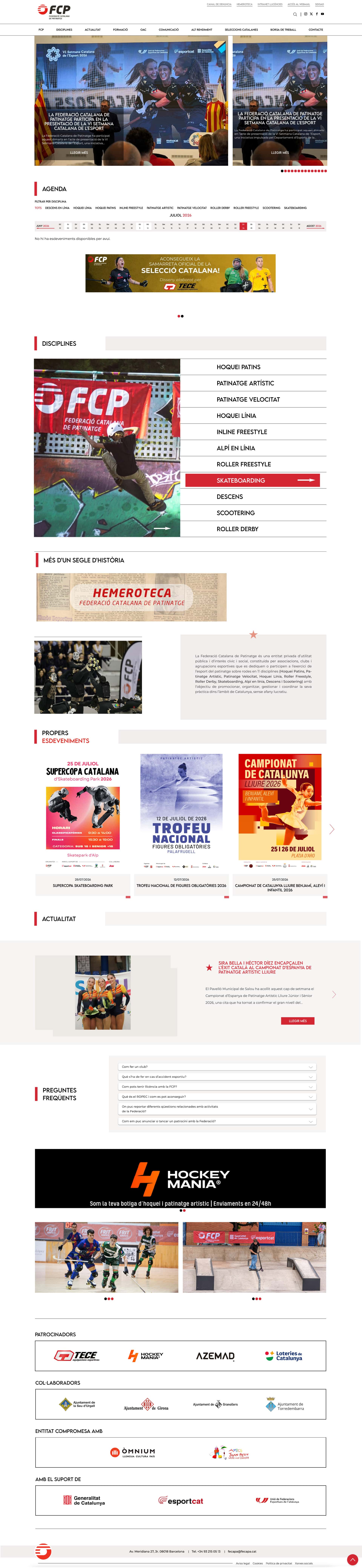 Proyecto web de Federació Catalana de Patinatge por CREACTIVITAT