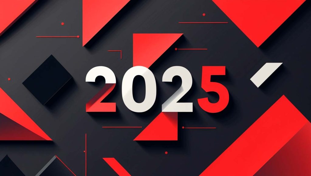 Imagen con el texto "2025" en grande, representando la transformación del marketing en 2025: inteligencia artificial, datos en tiempo real y nuevas estrategias centradas en el usuario.