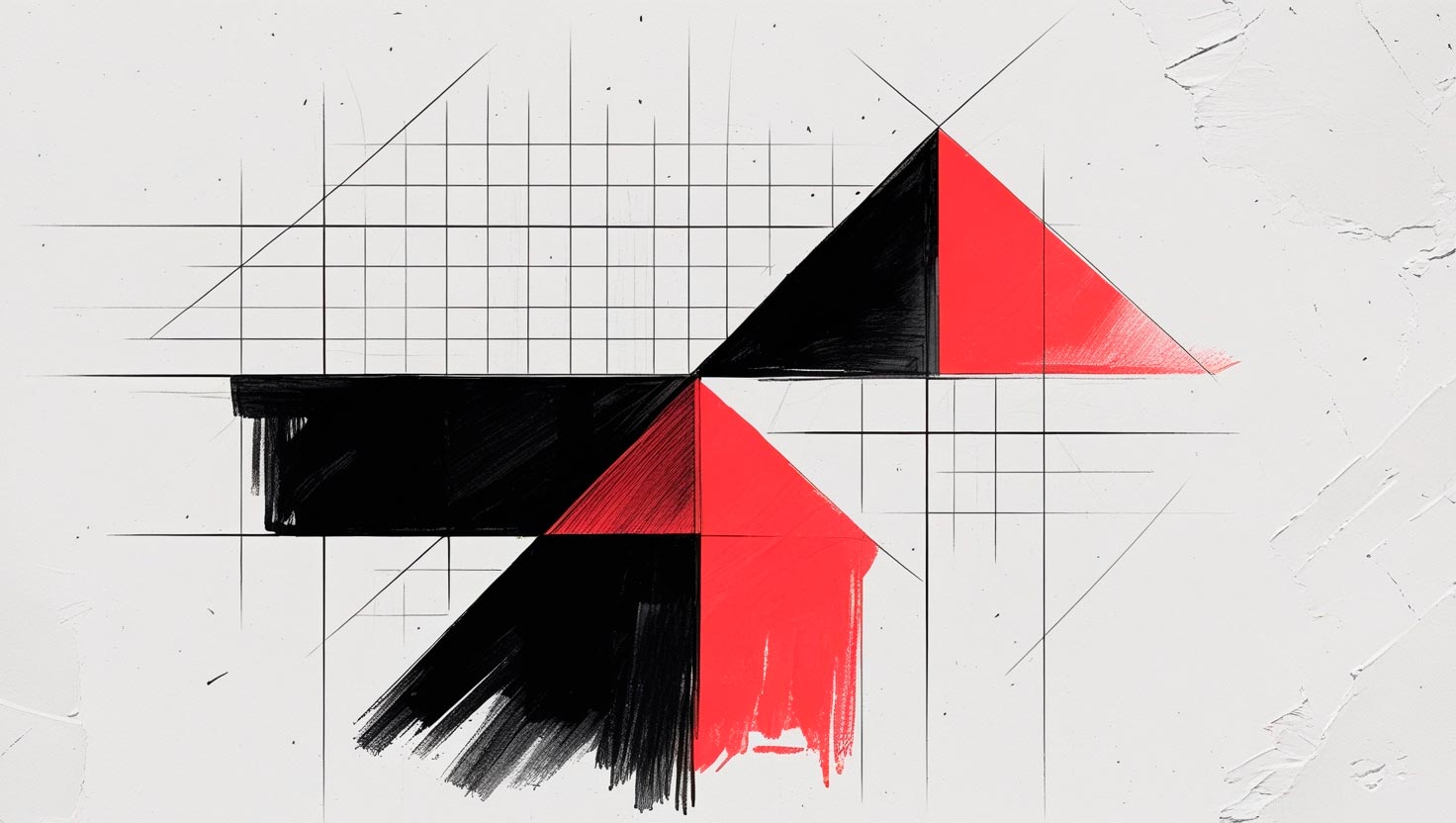 Representació abstracta de l’evolució de marca de Franc Mobiliari, mostrant el redisseny de la seva identitat digital amb una estètica corporativa en negre, vermell i blanc.
